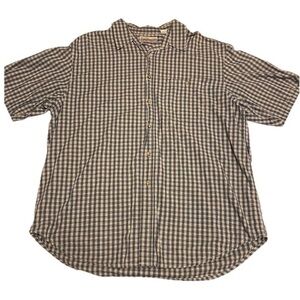 Fieldmaster Men’s XL Blue and Grey Checked Short Sleeve Button Down Shirt